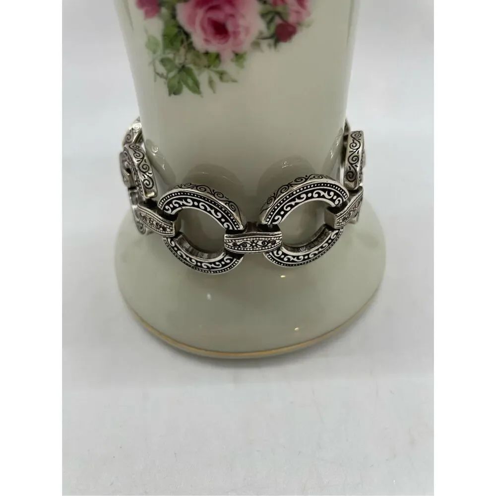 Brighton Central Park Textured Oxidized Large Circle Link Bracelet